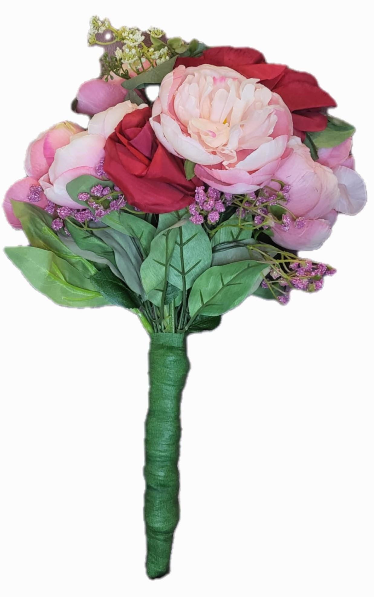 Red Rose & Pink Peony Floral Bouquet – Perfect for Any Occasion, Wedding Bouquet, Wedding Flowers, Artificial Forever Blooms,bridal bouquet, bridal flowers, Home Decor