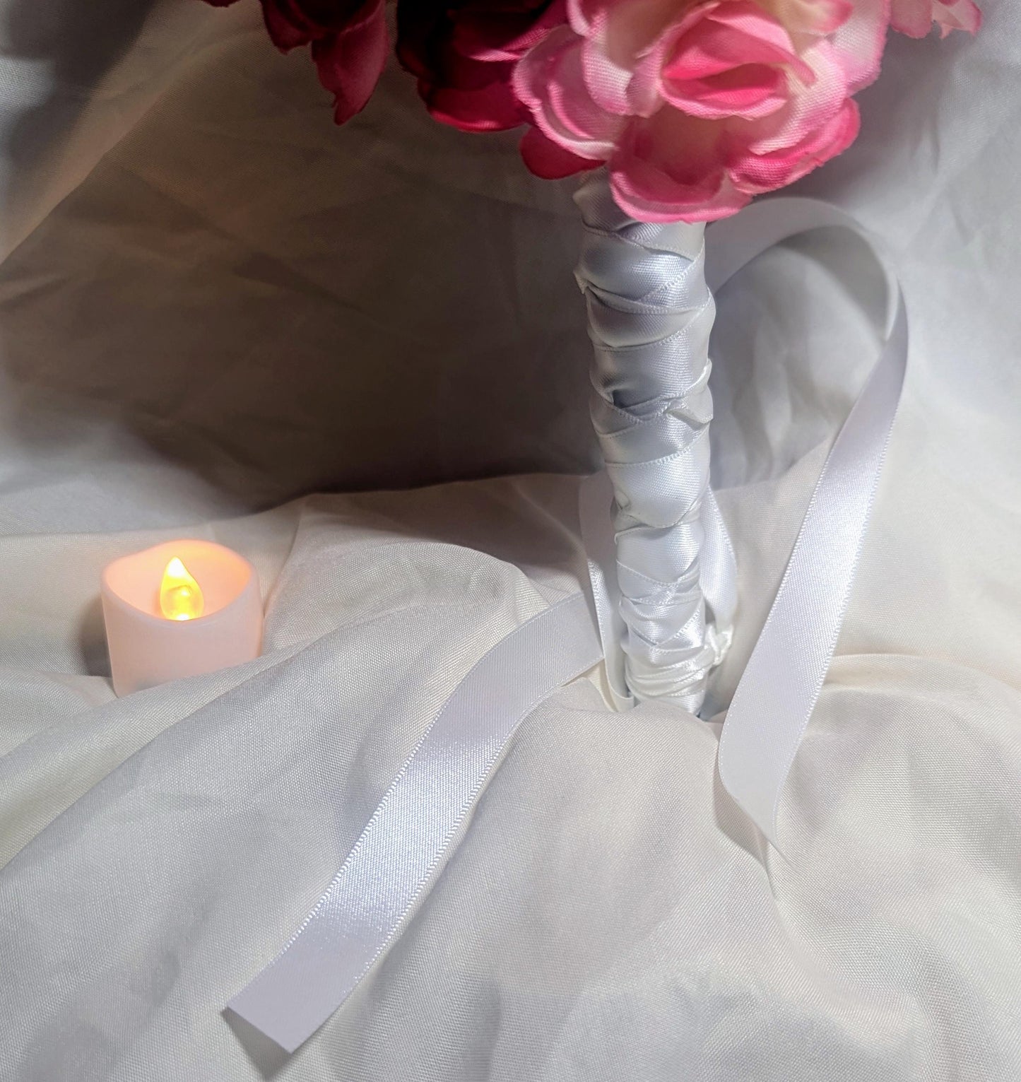 Petite Rose & Bi-Color Peony Flower Bouquet | Pink White Miniature Rose Bridal Flowers | Delicate Artificial Bouquet, small wedding bouquet, Wedding Bouquet, Wedding Flowers, Artificial Forever Blooms,bridal bouquet, bridal flowers, Home Decor