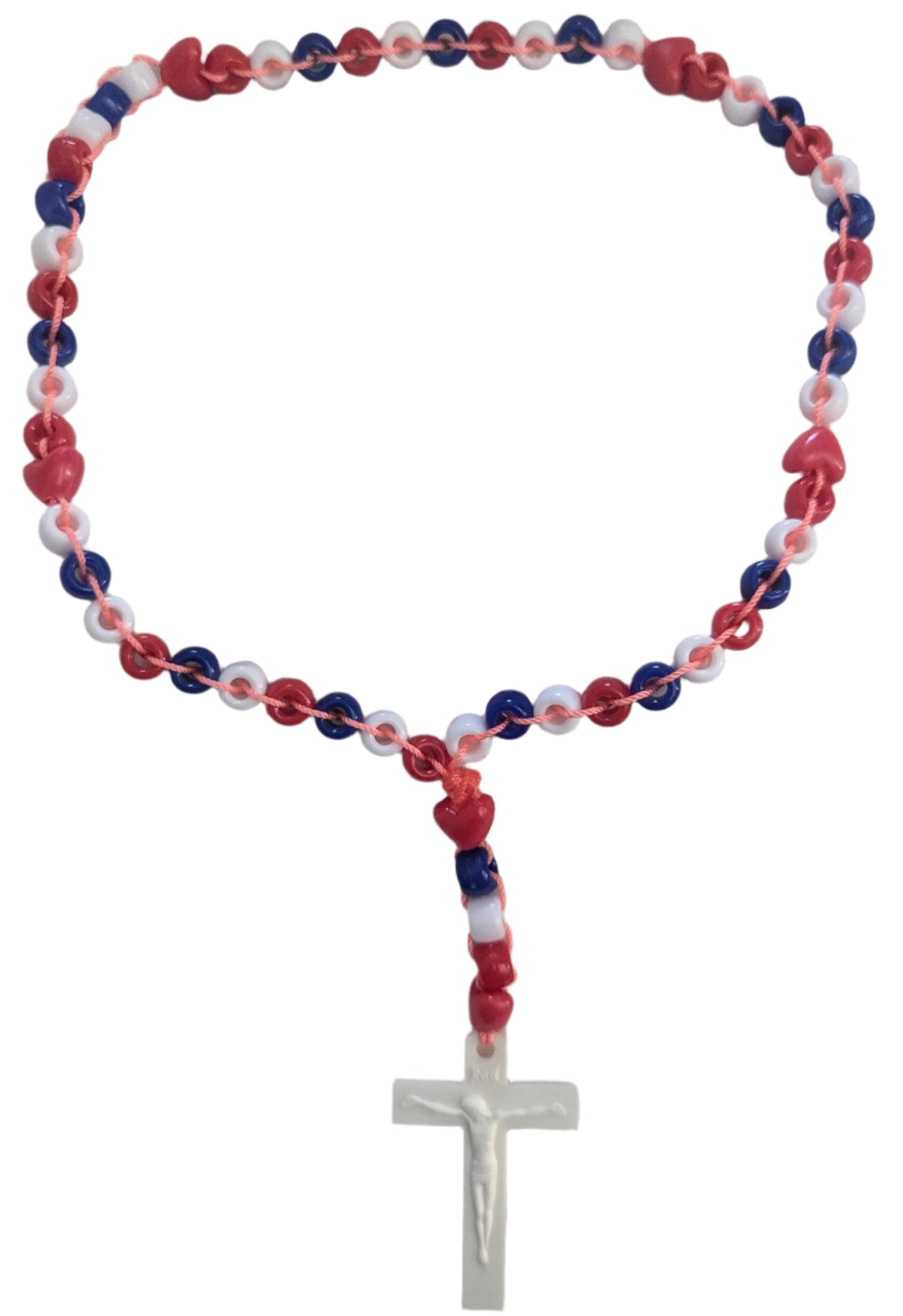 Red White Blue Rosary,Colorful Catholic Prayer Beads,Unique Patriotic Gift