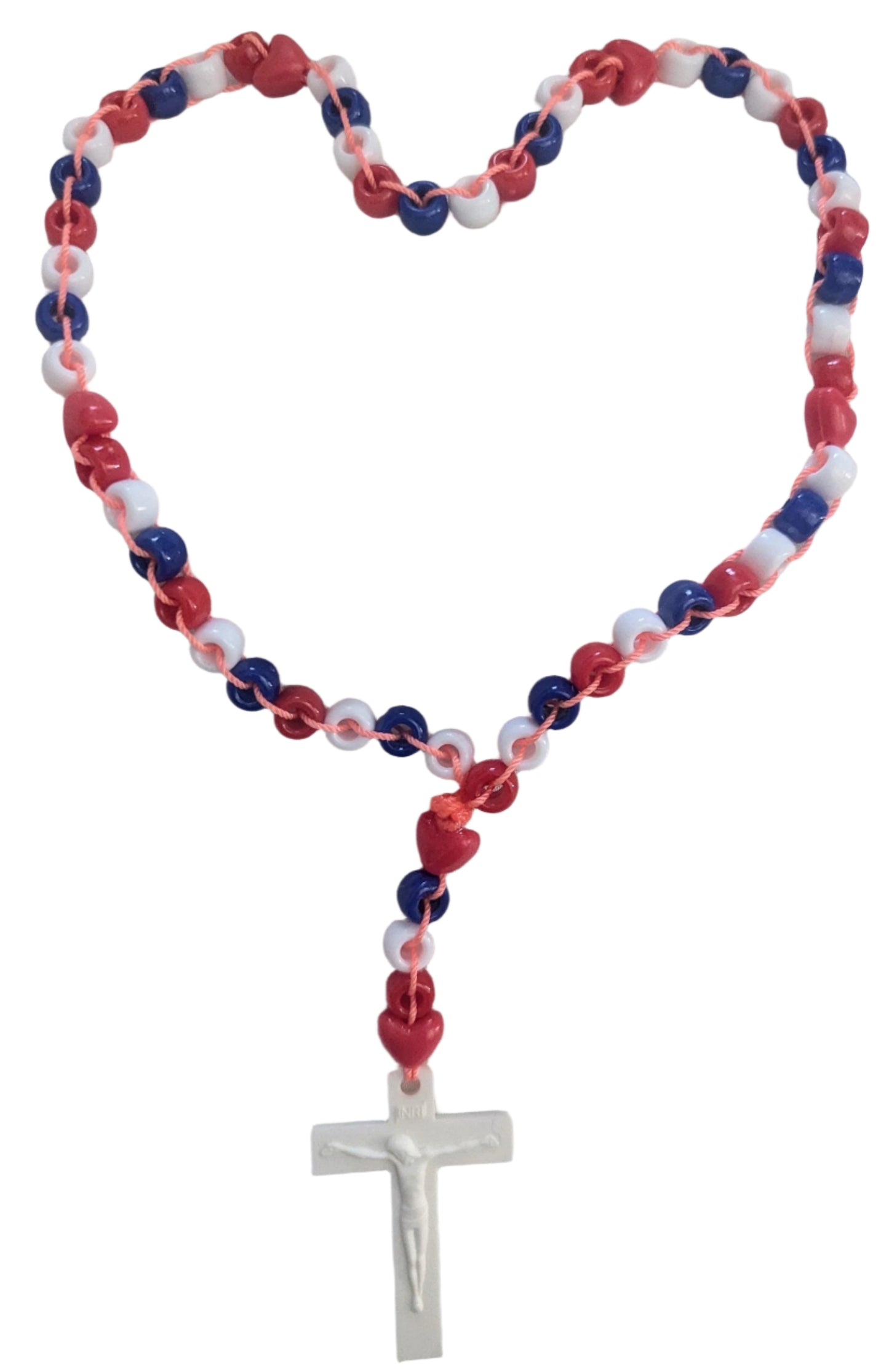 Red White Blue Rosary,Colorful Catholic Prayer Beads,Unique Patriotic Gift