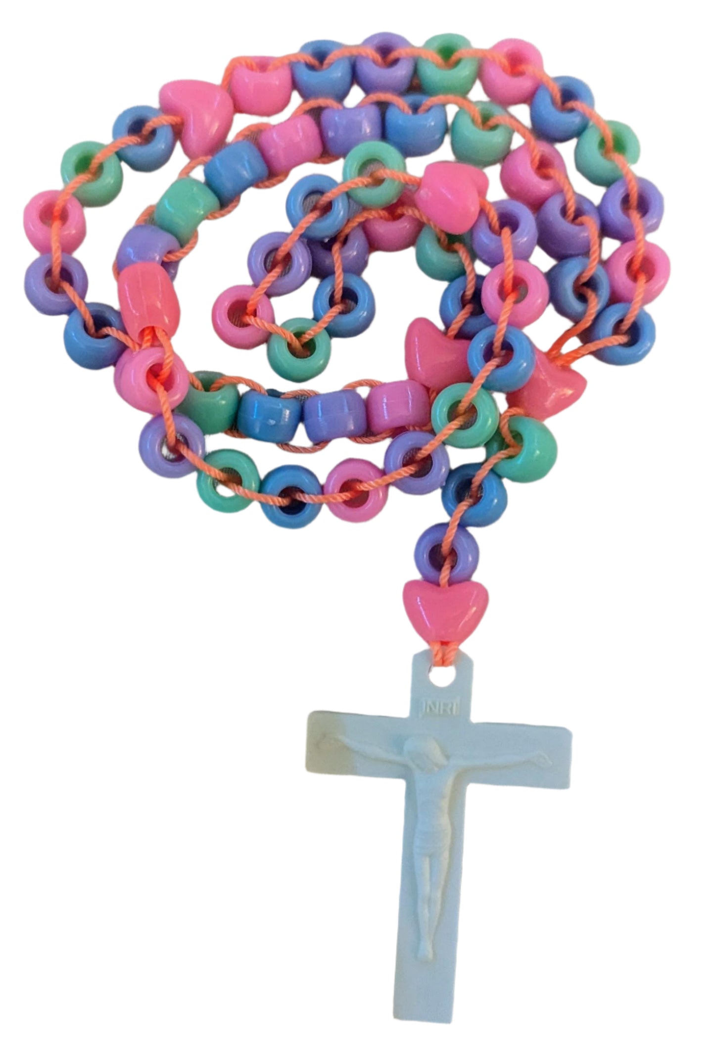 Colorful Rosary | Purple Green Blue Pink Catholic Prayer Beads | Unique First Communion Gift