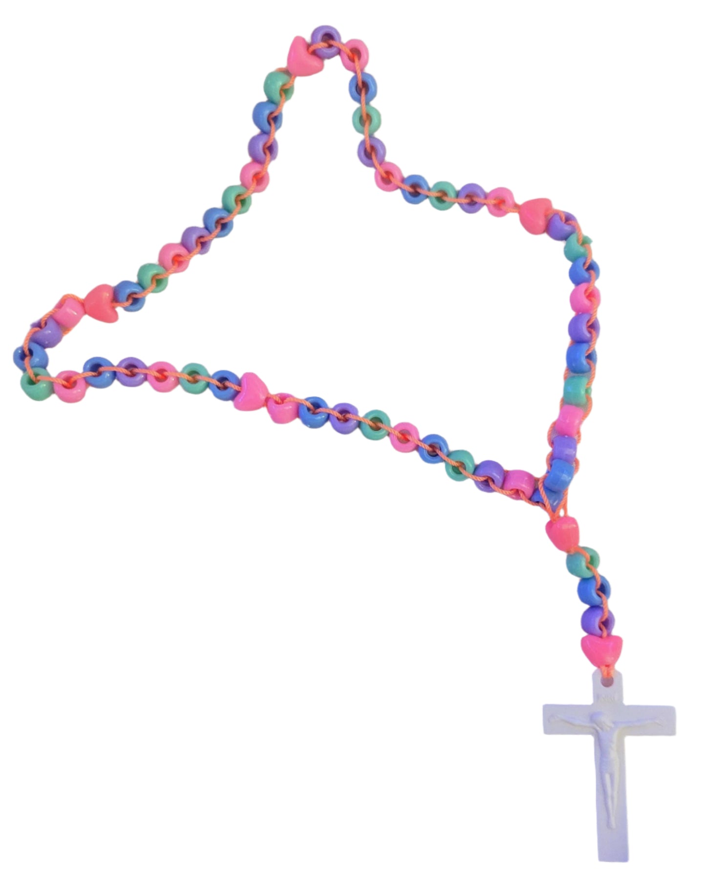 Colorful Rosary | Purple Green Blue Pink Catholic Prayer Beads | Unique First Communion Gift
