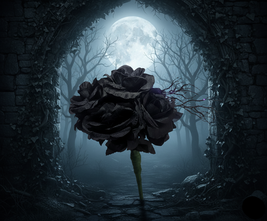 Gothic Black Rose Bouquet with Skull & Spider | Halloween & Dark Decor, black wedding, gothic home decor,home decor