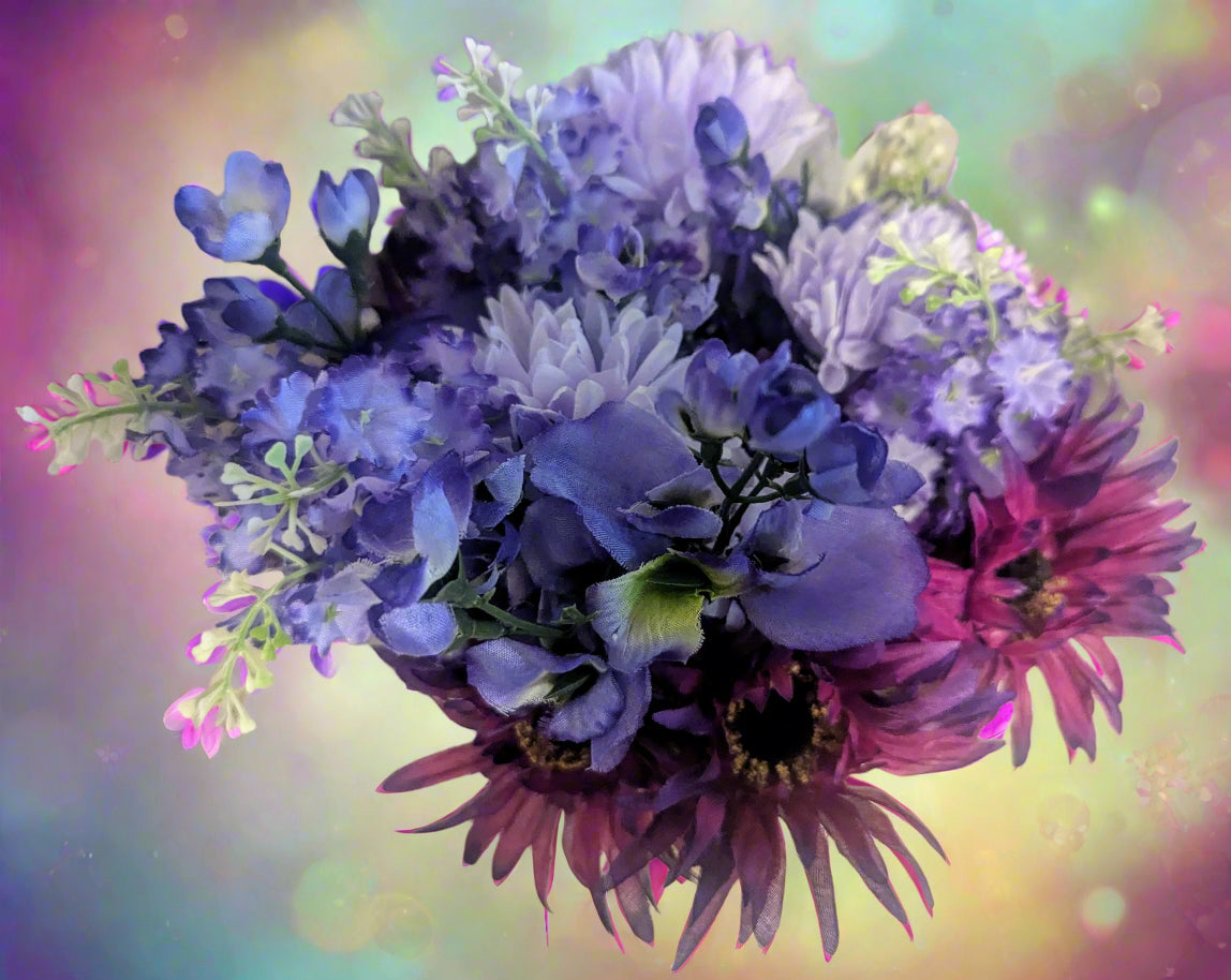 Purple Sunflower & Wildflower Wedding Bouquet