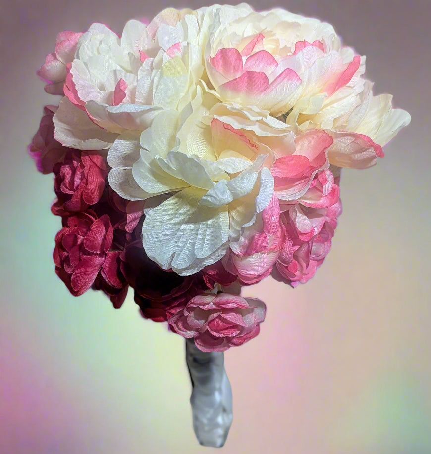 Petite Rose & Bi-Color Peony Wedding Bouquet