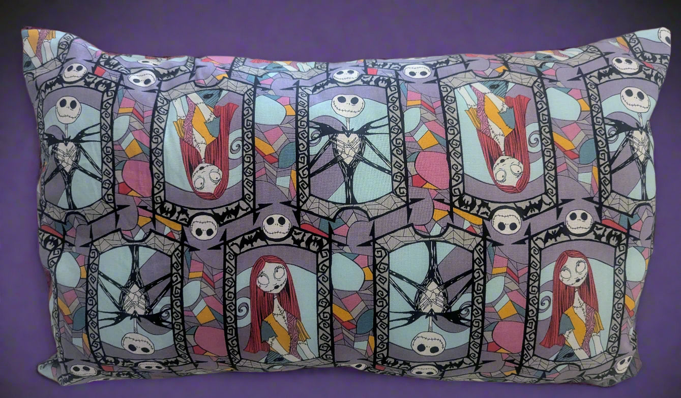 The Nightmare Before Christmas Jack & Sally Pillow,"Simply Meant to Be" Jack Skellington & Sally Throw Pillow,Nightmare Before Christmas Decorative Pillow, Disney Halloween Town Accent Pillow