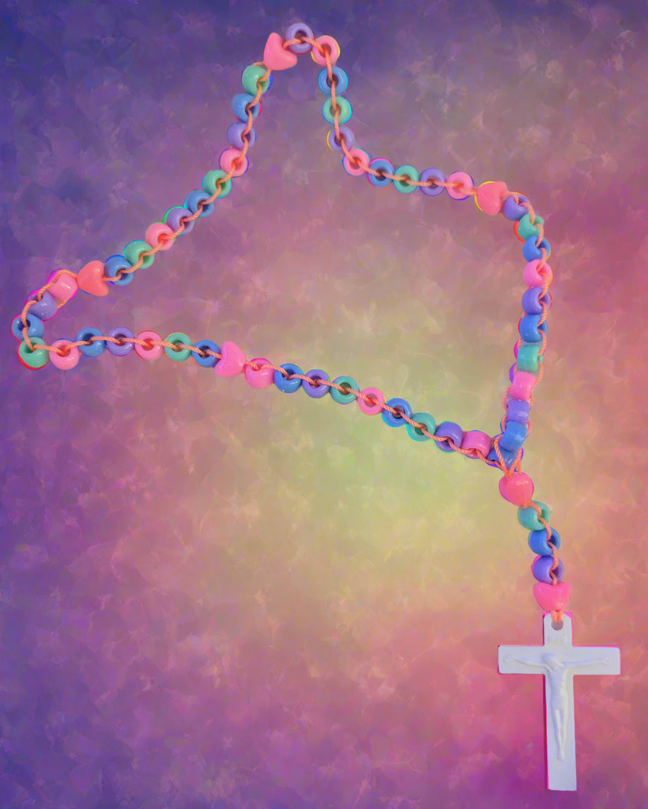 Colorful Rosary | Purple Green Blue Pink Catholic Prayer Beads | Unique First Communion Gift