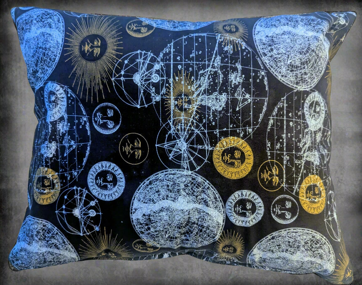 Gothic Moon Celestial Throw Pillow, Mystical Moon Accent Pillow, Witchy Celestial Moon Decorative Pillow, Celestial Moon and Stars Throw Pillow,