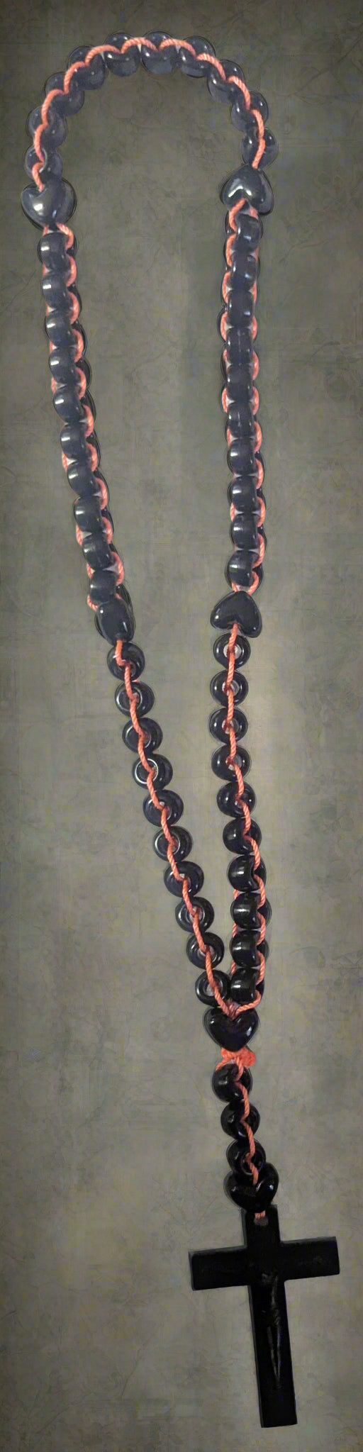Black Pony Bead Ladder Rosary - Unique and Handmade