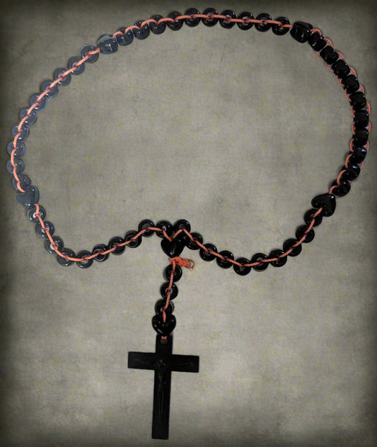 Black Pony Bead Ladder Rosary - Unique and Handmade