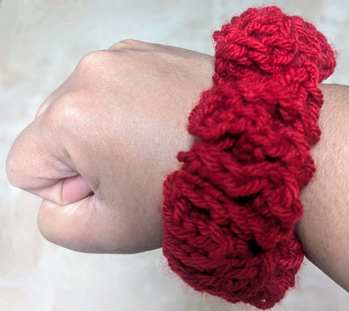 Red Crochet Scrunchie, Red Crochet Scrunchie, Handmade Red Scrunchie,The Scarlet Knit Scrunchie, Bold Red Crochet Hair Tie
