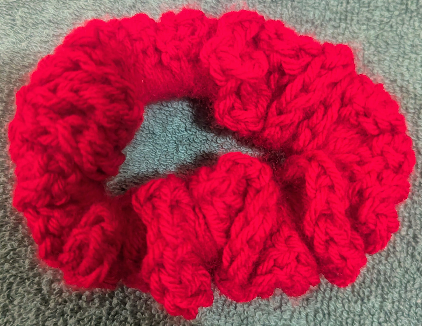 Red Crochet Scrunchie, Red Crochet Scrunchie, Handmade Red Scrunchie,The Scarlet Knit Scrunchie, Bold Red Crochet Hair Tie