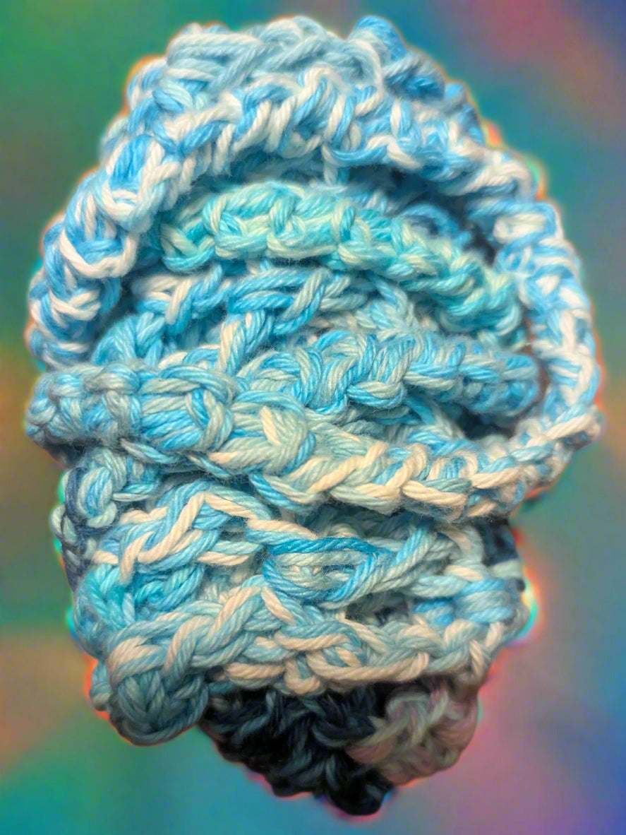 Crochet Blue, Purple & White Water Bottle Holder,Handmade Blue and Purple Water Bottle Carrier,Boho-Style Crochet Bottle Holder
