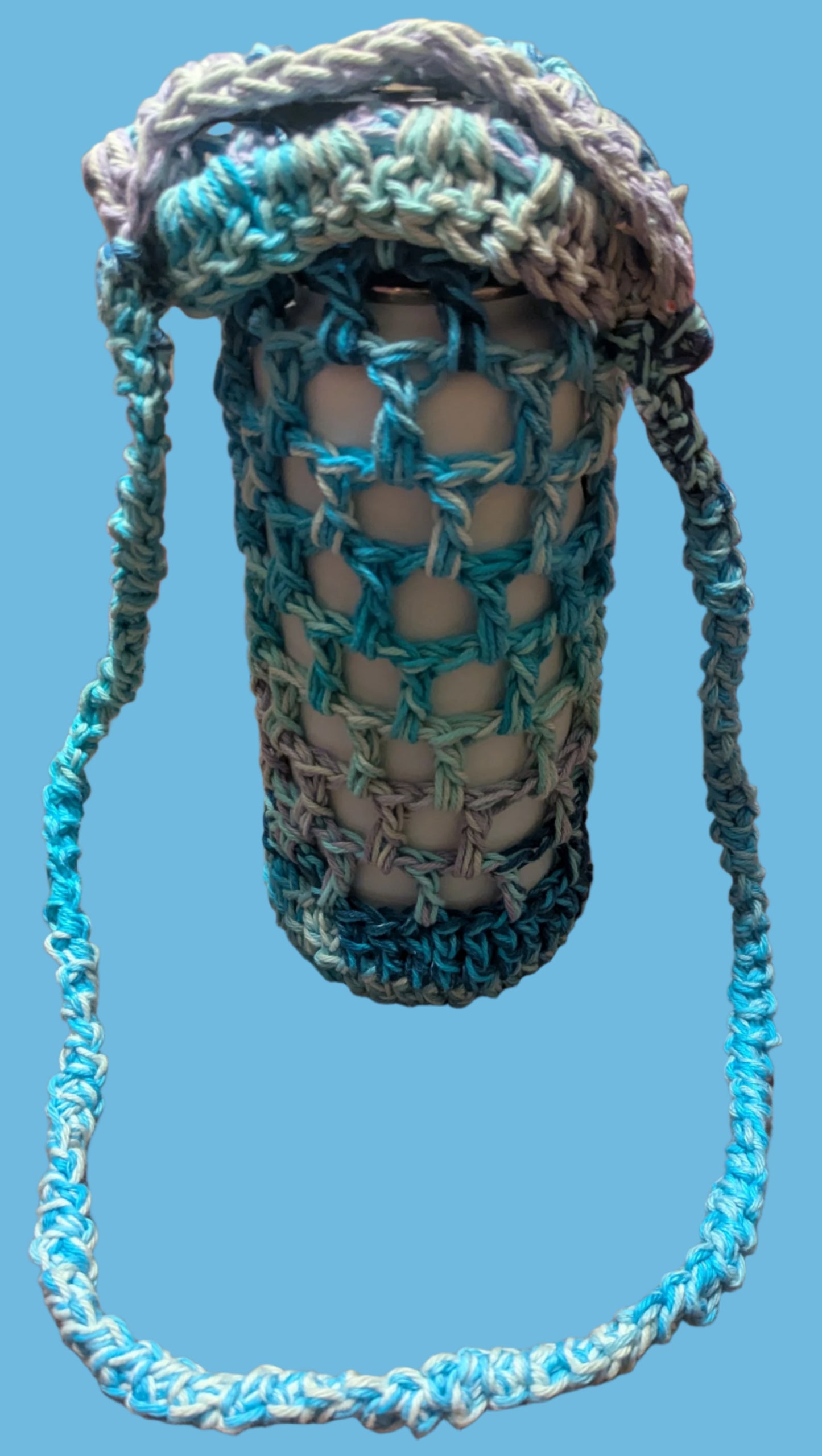 Blue Purple & White Crochet 28oz/32 oz Water Bottle Holder