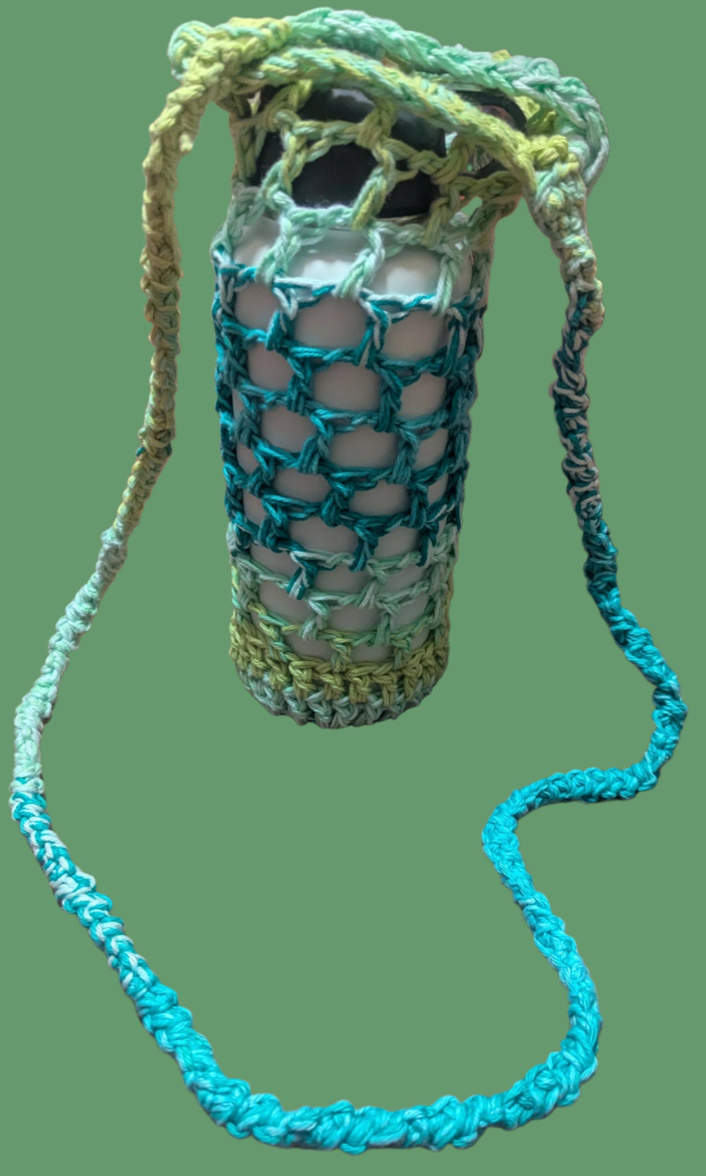 Green & White Crochet 28oz/32 oz Water Bottle Holder