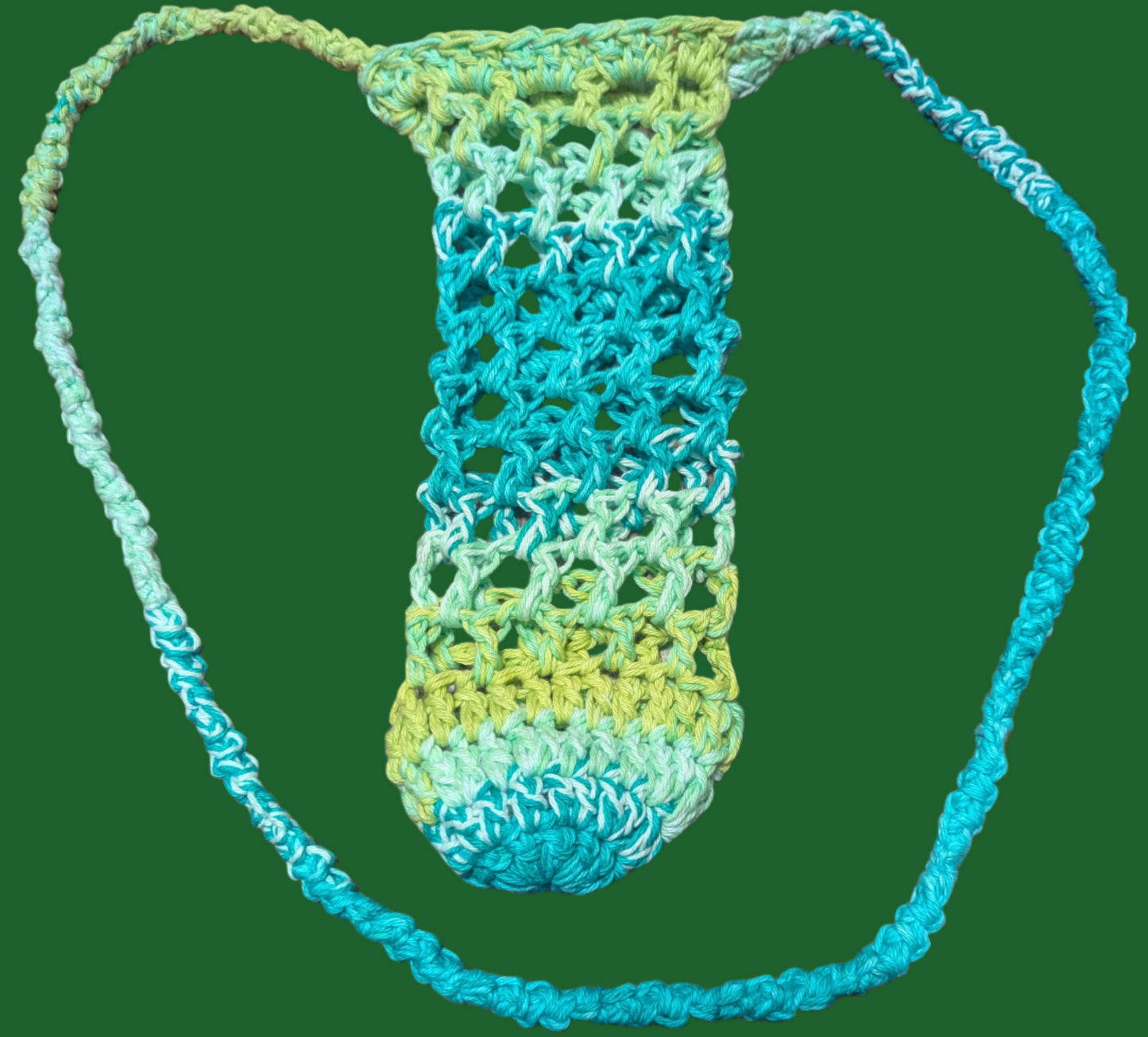 Green & White Crochet 28oz/32 oz Water Bottle Holder