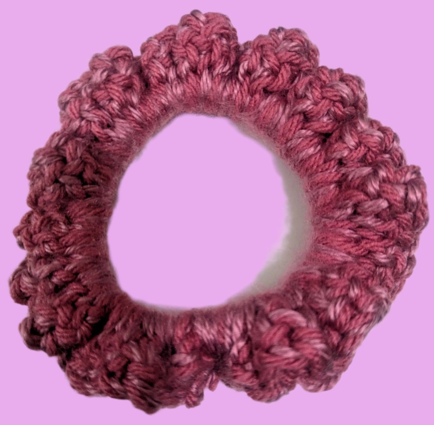 Pink & Plum Crochet Scrunchie, Pink & Plum Crochet Scrunchie, Handmade Pink & Plum Scrunchie, Boho Two-Tone Crochet Scrunchie in Pink & Plum, Unique Pink & Plum Hair Scrunchie,