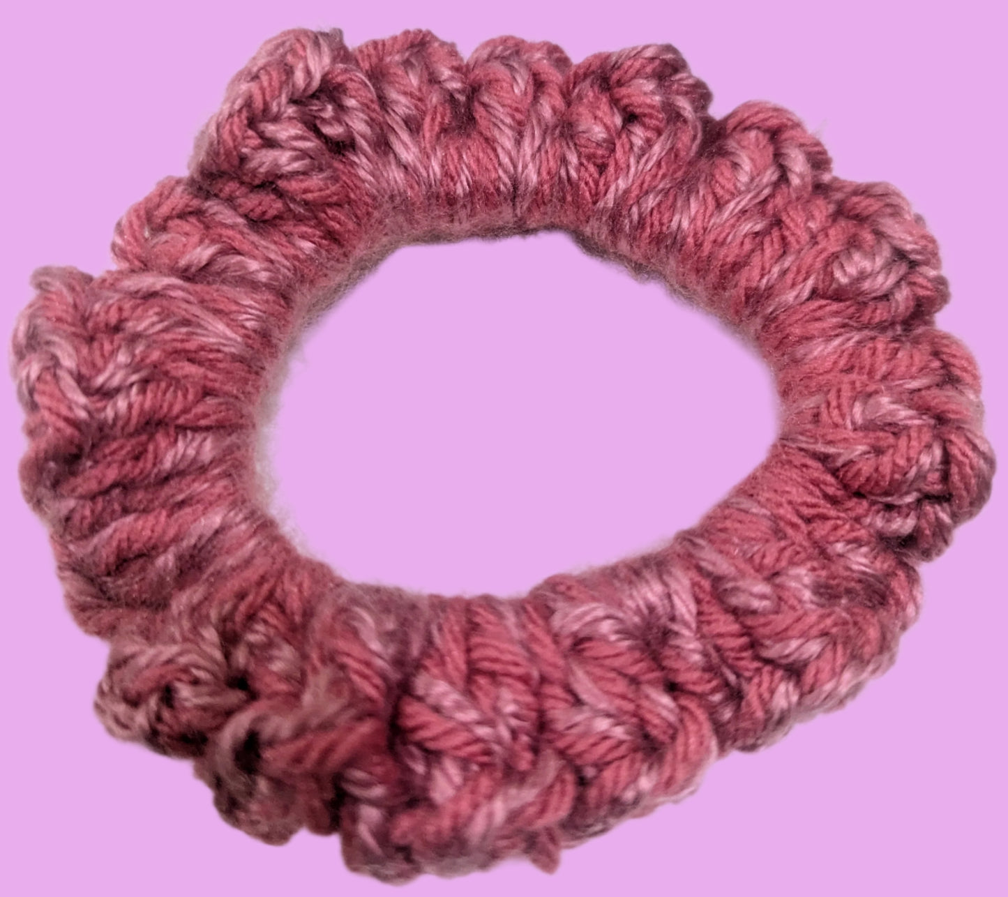 Pink & Plum Crochet Scrunchie, Pink & Plum Crochet Scrunchie, Handmade Pink & Plum Scrunchie, Boho Two-Tone Crochet Scrunchie in Pink & Plum, Unique Pink & Plum Hair Scrunchie,
