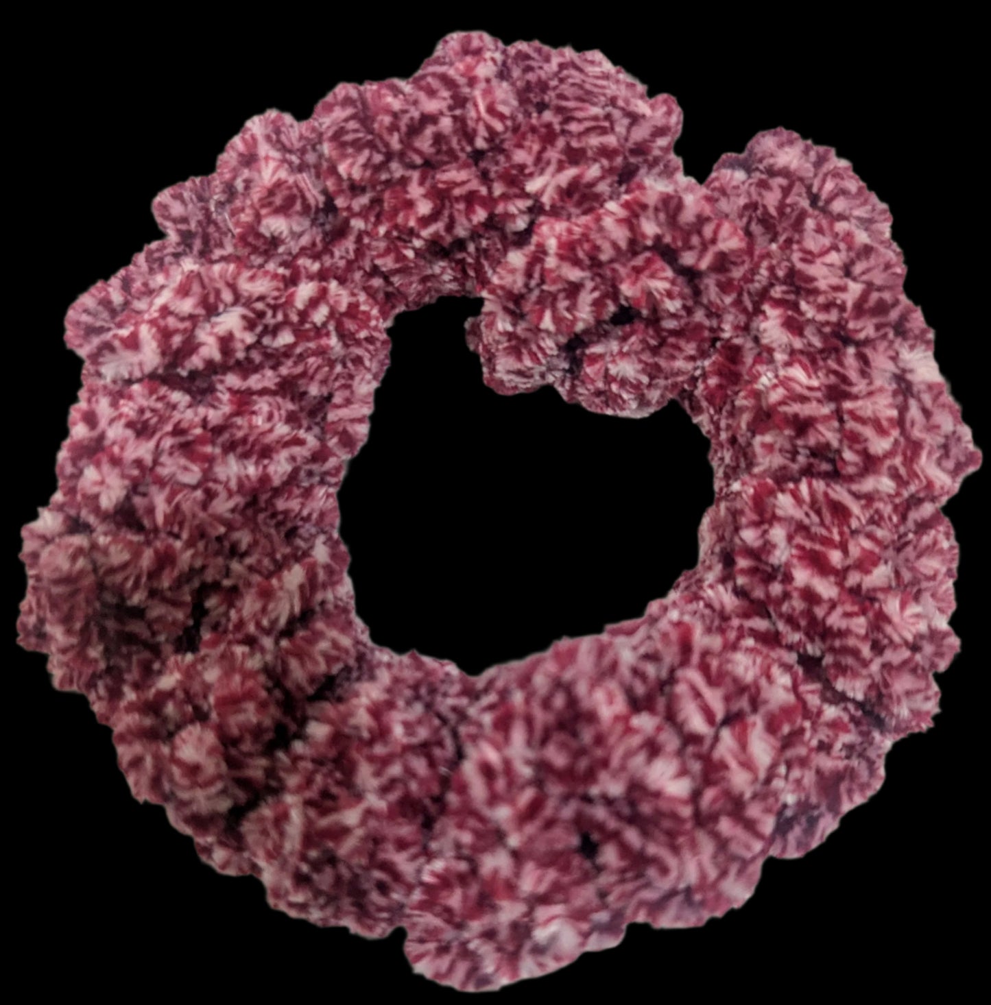 Red/White Chenille Crochet Scrunchie, Red and White Chenille Crochet Scrunchie, Handmade Red & White Chenille Hair Scrunchie, Holiday Red & White Chenille Scrunchie, Soft & Fluffy Chenille Crochet Scrunchie, Red & White,