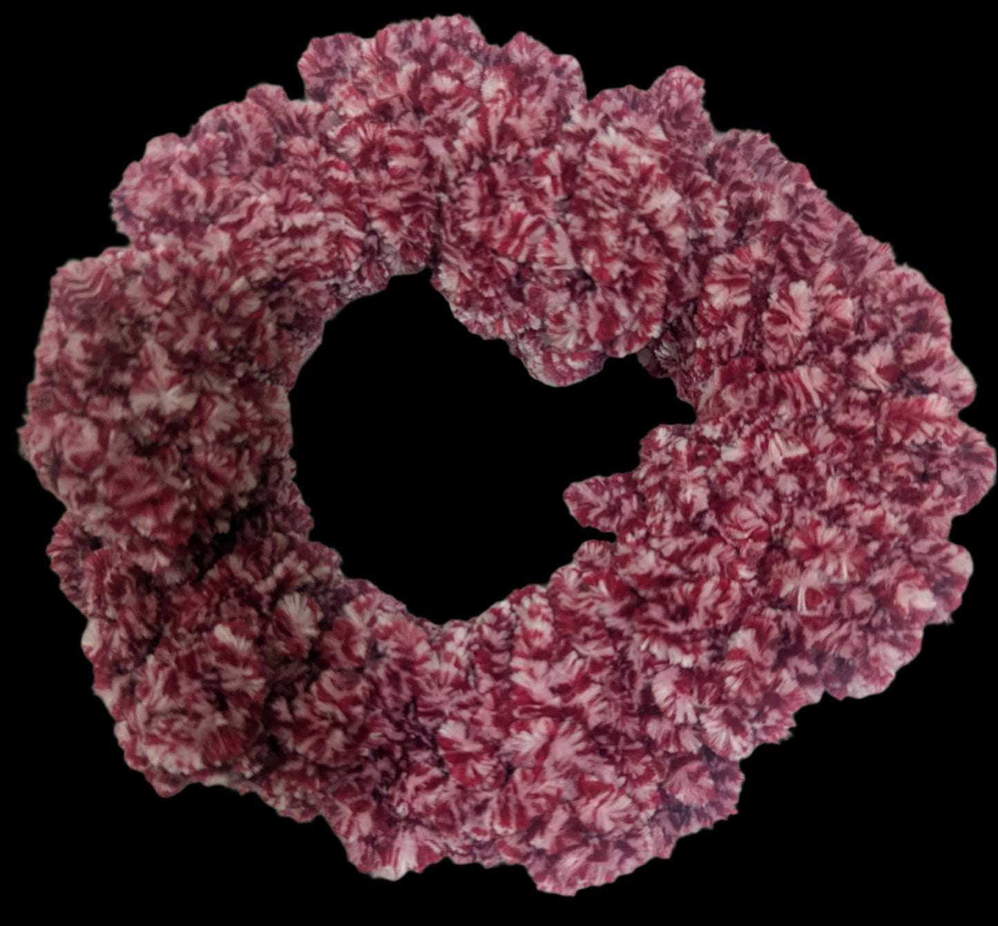 Red/White Chenille Crochet Scrunchie, Red and White Chenille Crochet Scrunchie, Handmade Red & White Chenille Hair Scrunchie, Holiday Red & White Chenille Scrunchie, Soft & Fluffy Chenille Crochet Scrunchie, Red & White,