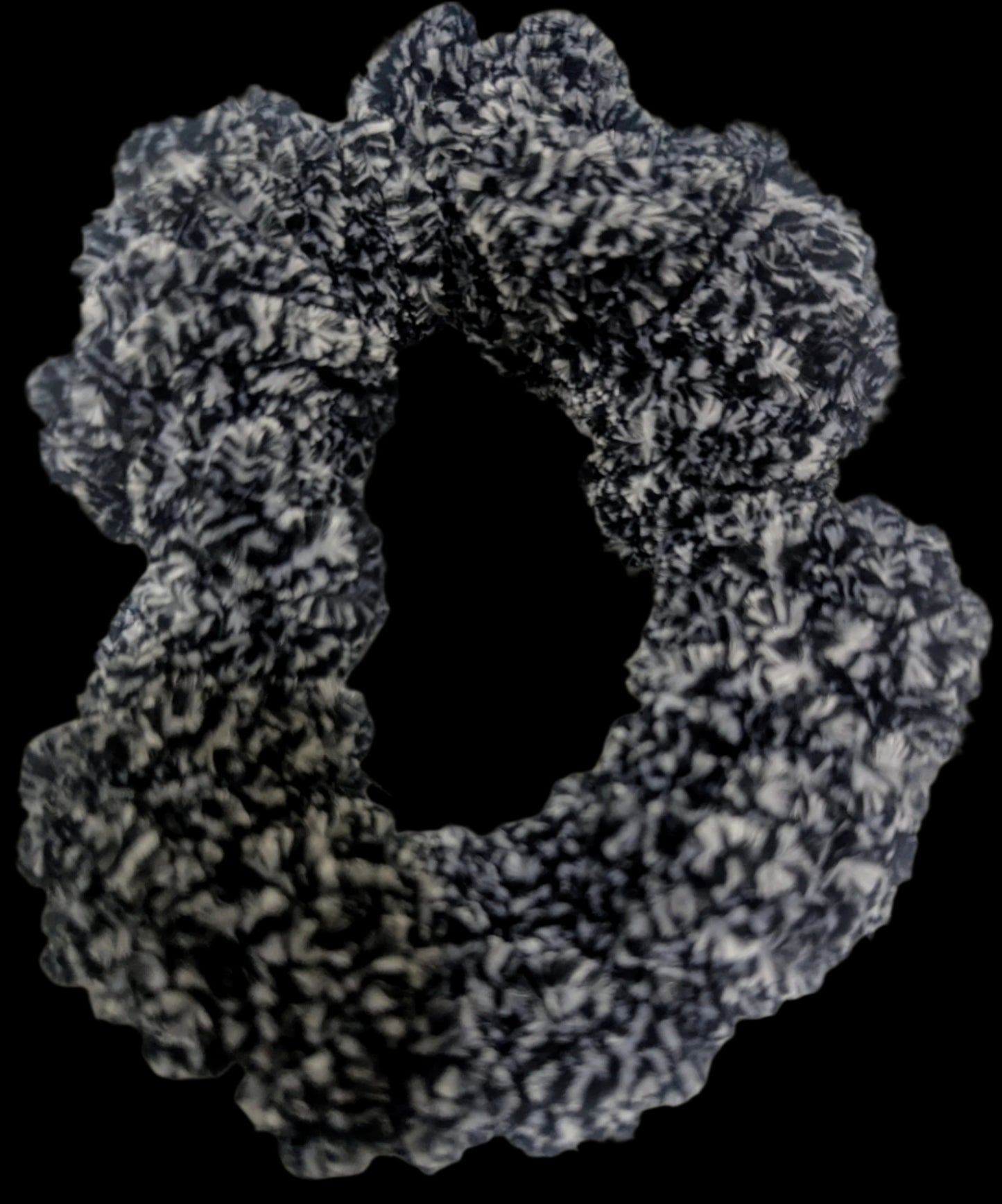 Black, Gray & White Chenille Crochet Scrunchie, Handmade Black & Gray Chenille Scrunchie, Cozy Chenille Crochet Scrunchie, Black, Gray, & White, Neutral Two-Tone Crochet Scrunchie Black & Gray,