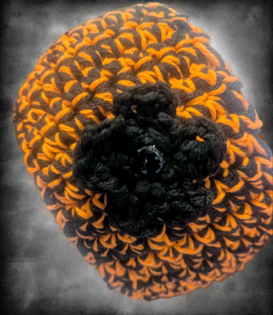 Orange & Black Crochet Flower Headband - Handmade Hair Accessory, hair accessories