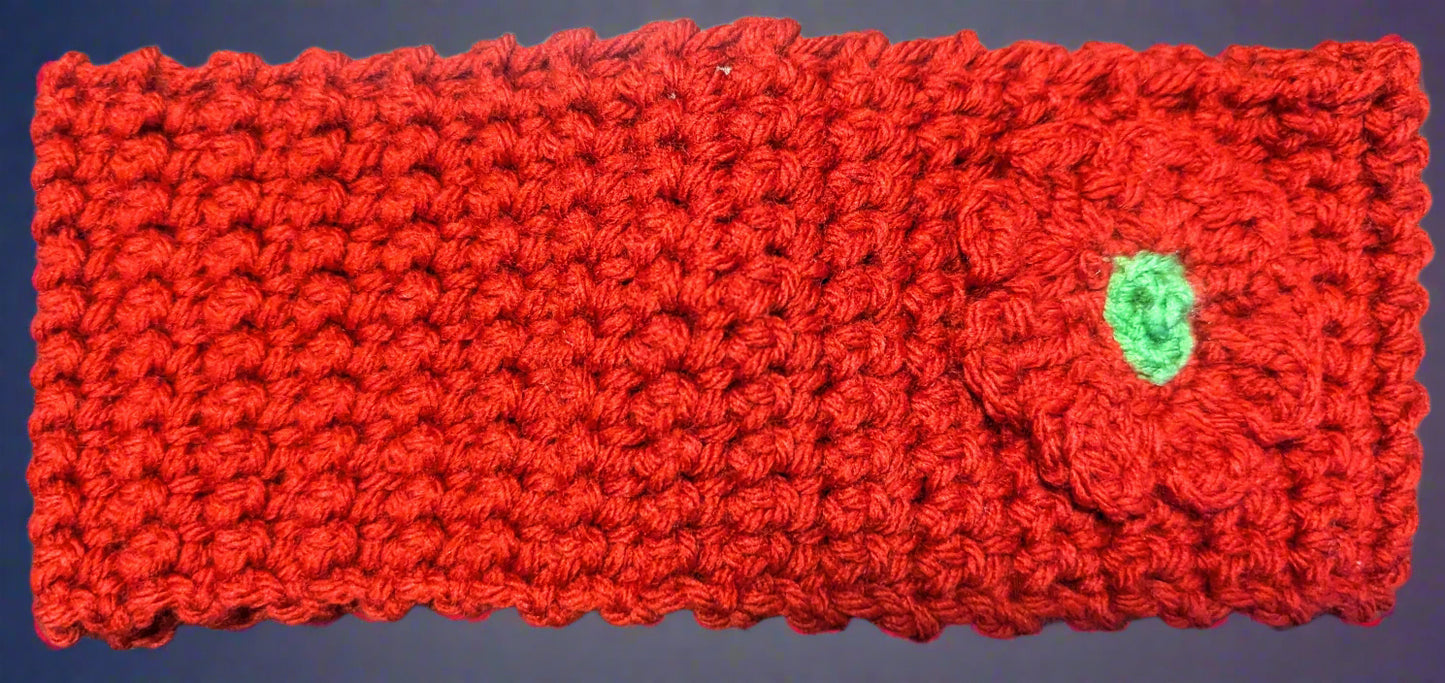 Red Crochet Flower Headband - Handmade Floral Hair Accessory, hair accessories