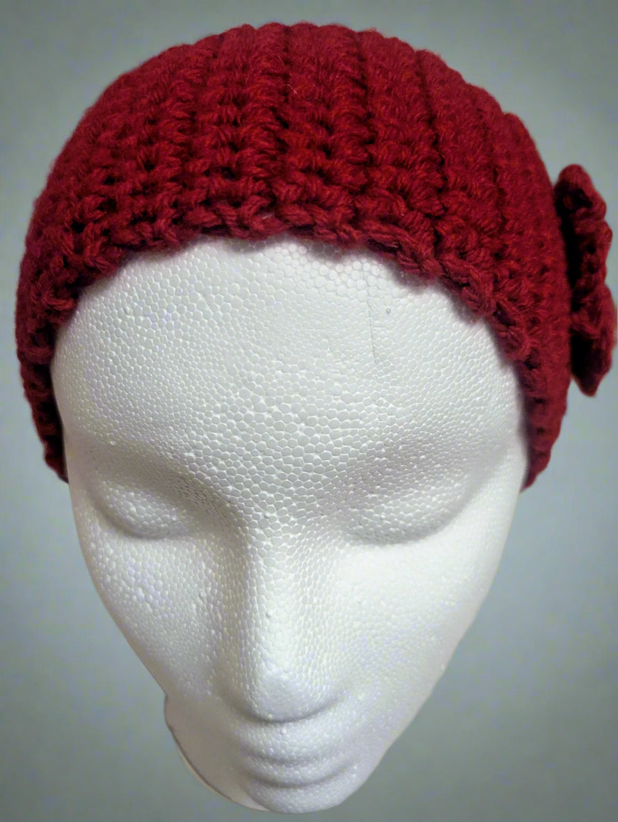 Red Crochet Flower Headband - Handmade Floral Hair Accessory, hair accessories