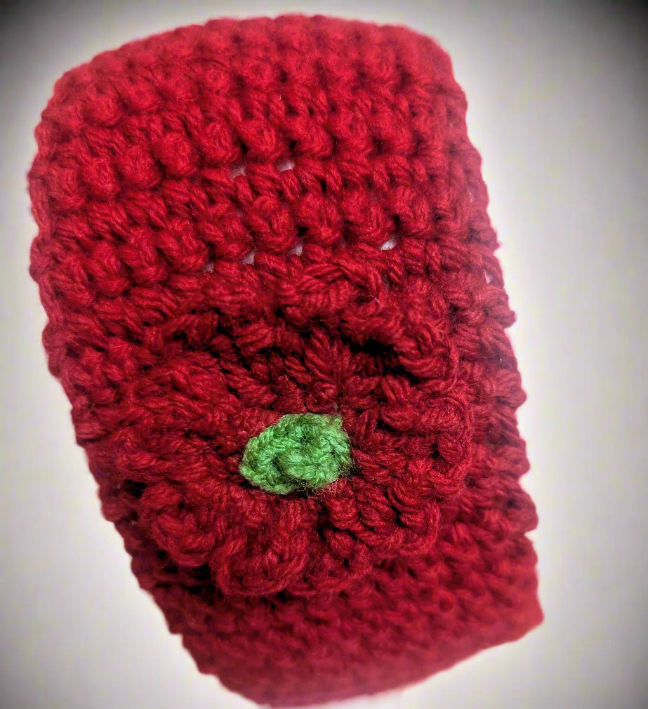 Red Crochet Flower Headband - Handmade Floral Hair Accessory, hair accessories