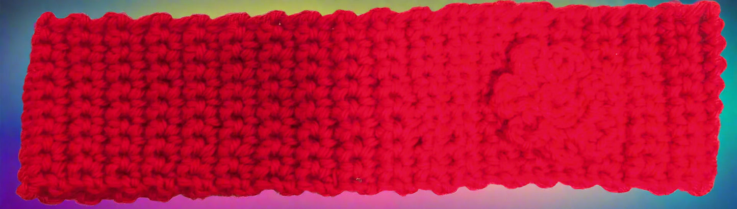 Red Flower Crochet Headband