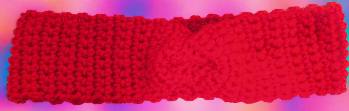Red Flower Crochet Headband