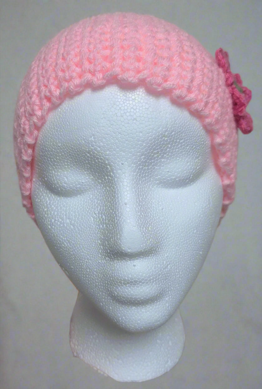 Pink Crochet Flower Headband - Handmade Floral Hair Accessory, hair accessories