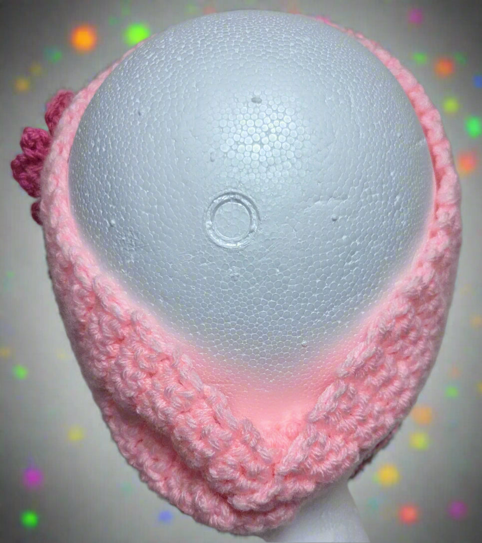 Pink Flower Crochet Headband