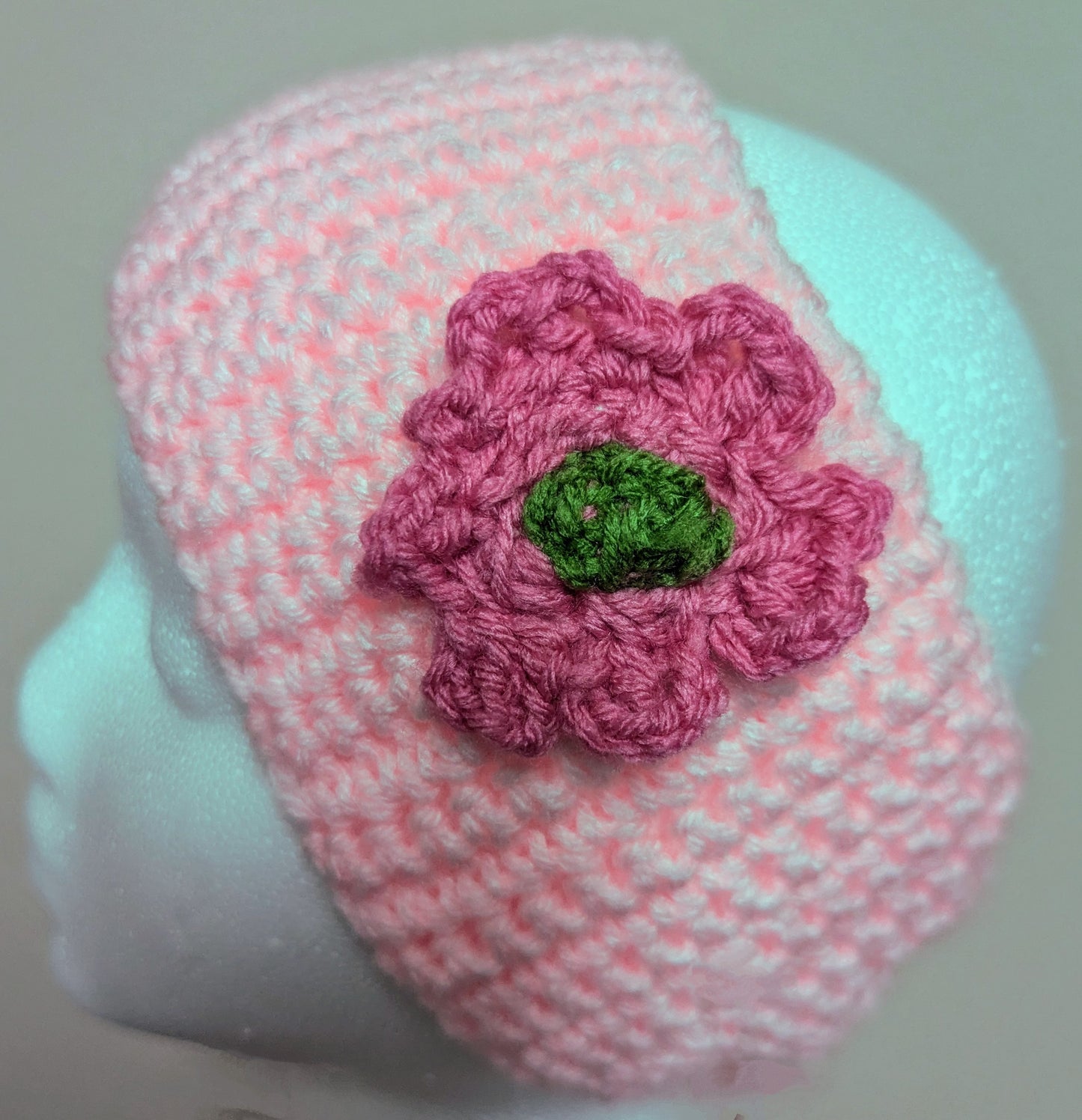 Pink Flower Crochet Headband