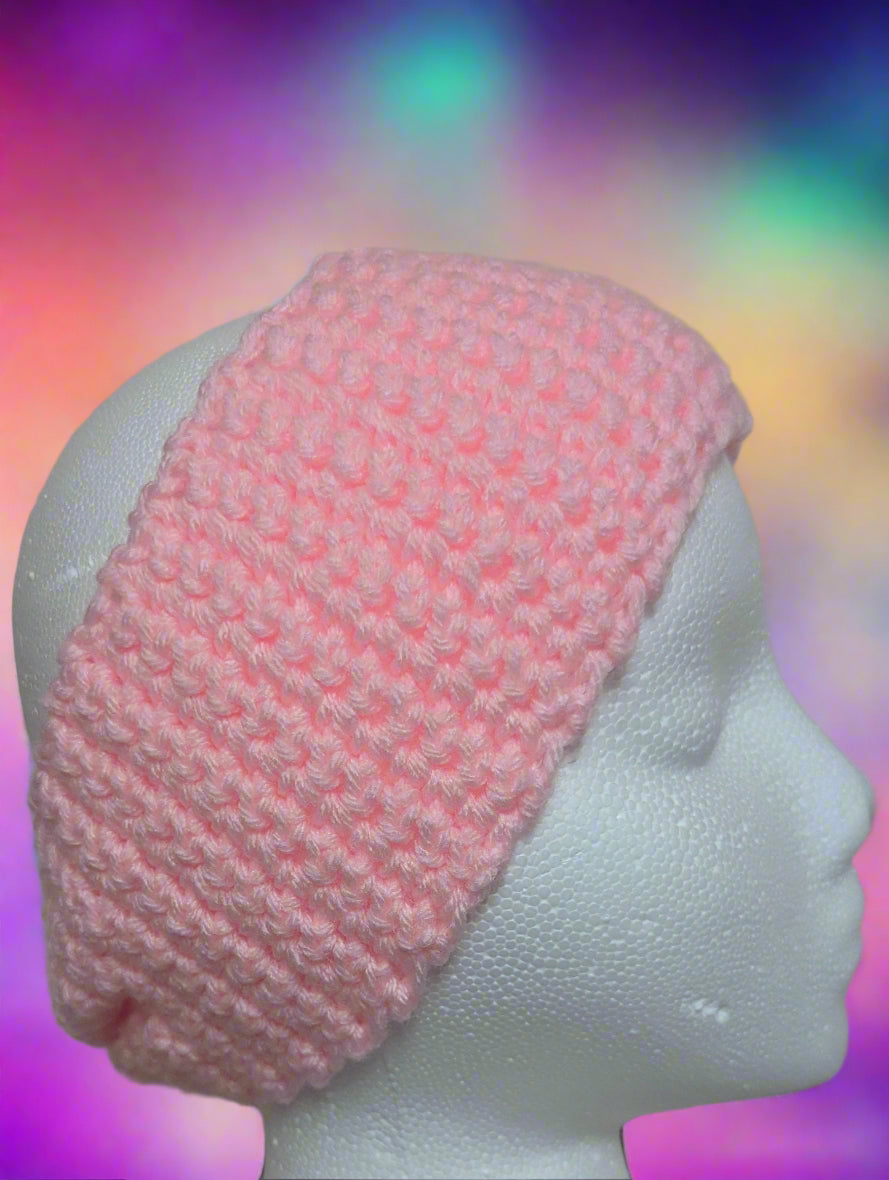 Pink Flower Crochet Headband