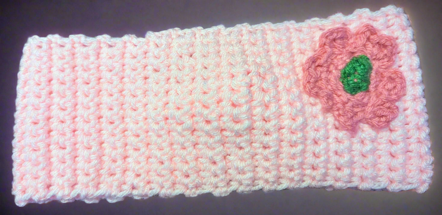 Pink Flower Crochet Headband