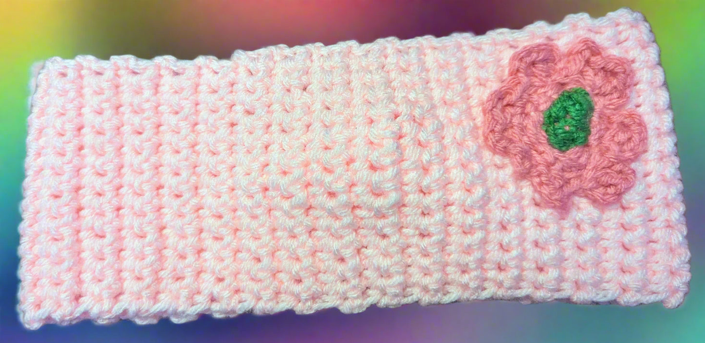 Pink Crochet Flower Headband - Handmade Floral Hair Accessory, hair accessories