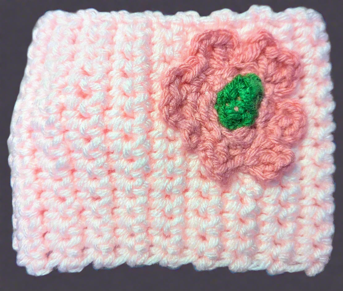 Pink Flower Crochet Headband