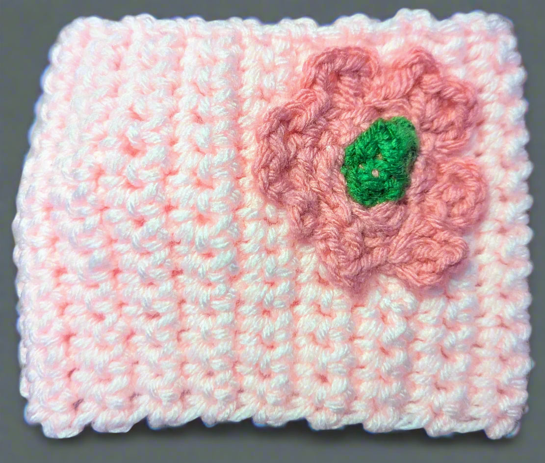 Pink Crochet Flower Headband - Handmade Floral Hair Accessory, hair accessories