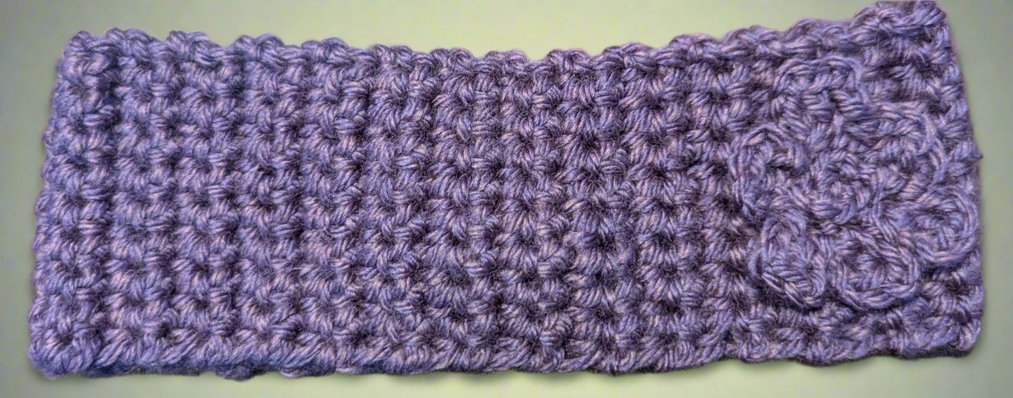 Purple Flower Crochet Headband