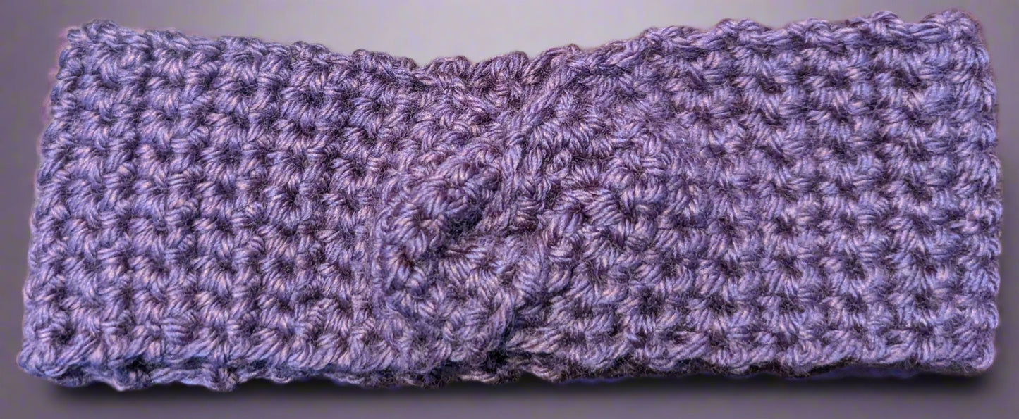 Purple Flower Crochet Headband