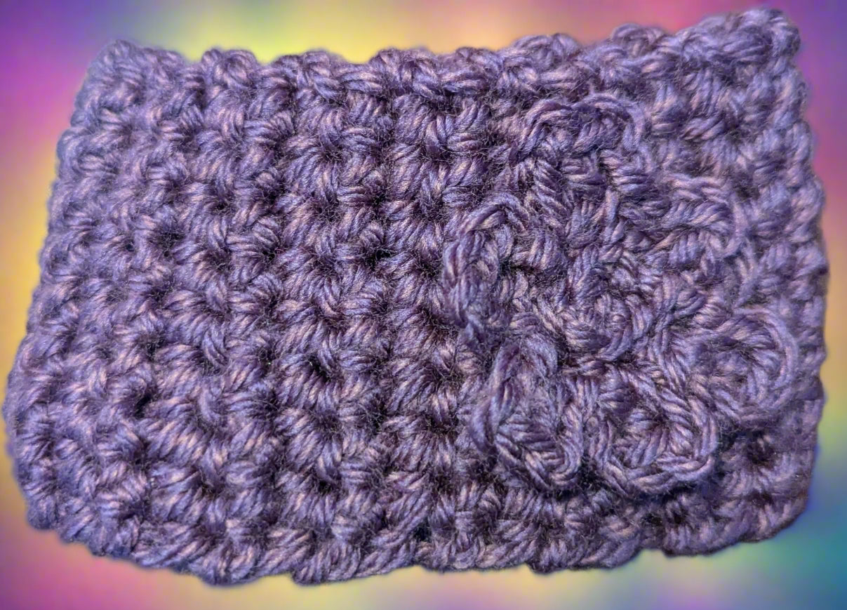 Purple Flower Crochet Headband