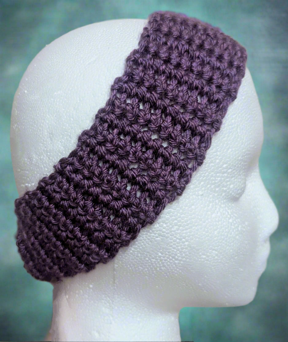 Purple Flower Crochet Headband