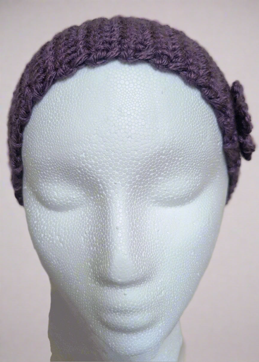 Purple Crochet Flower Headband - Handmade Floral Hair Accessory, hair accessories