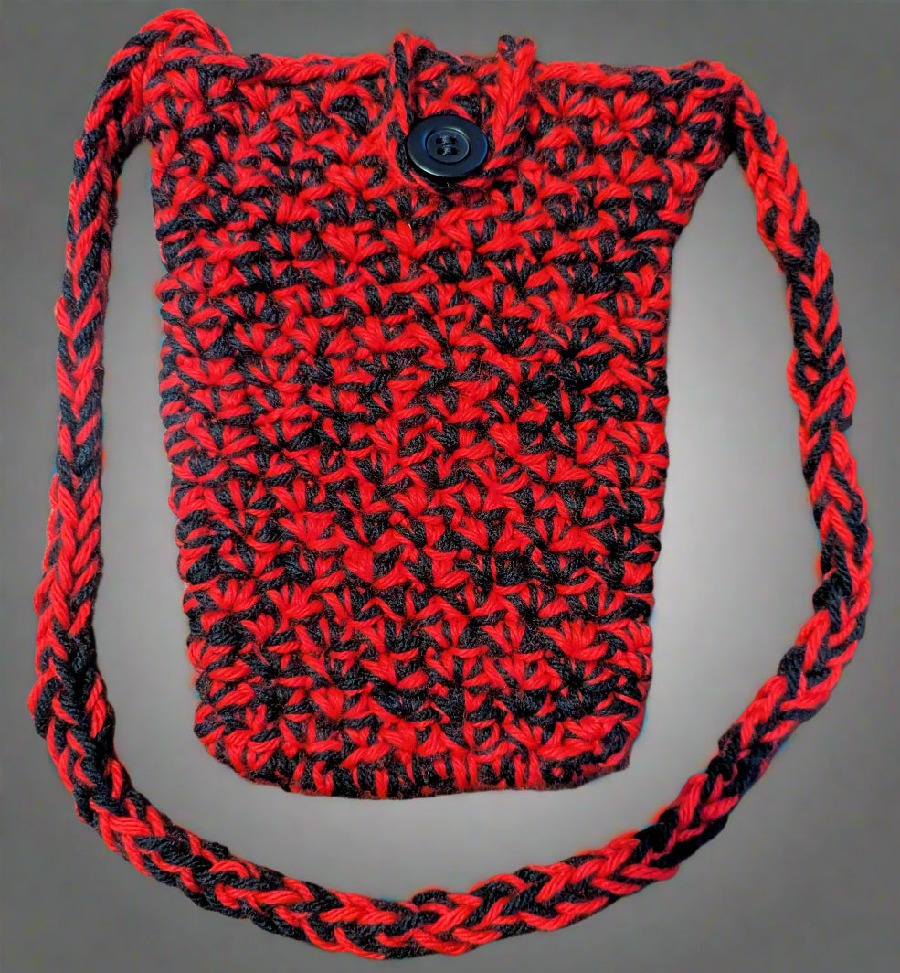 Red & Black Crochet Crossbody Bag