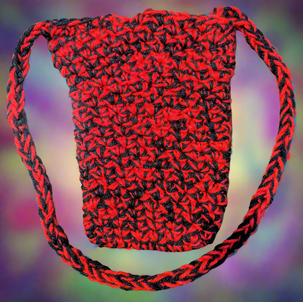 Red & Black Crochet Crossbody Bag