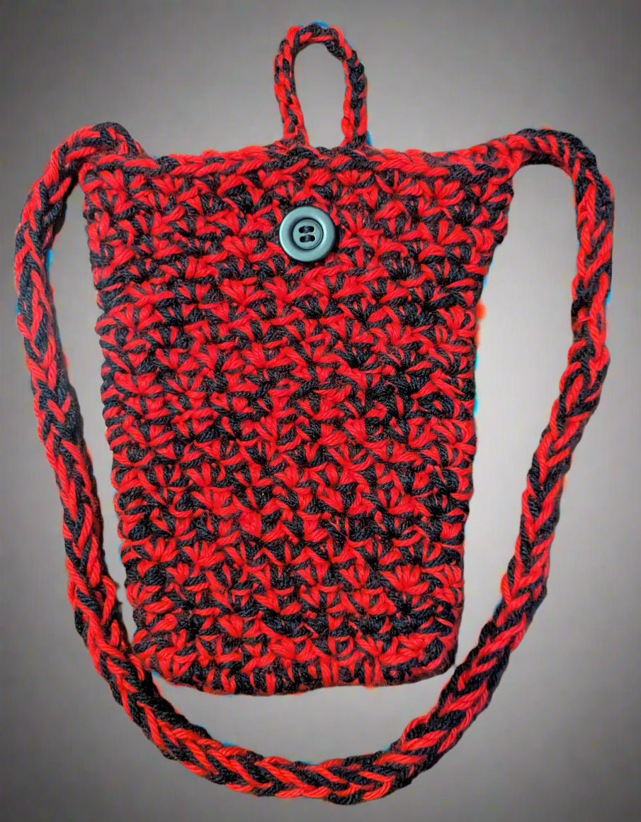 Red & Black Crochet Crossbody Bag