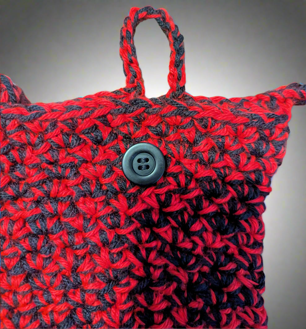 Red & Black Crochet Crossbody Bag