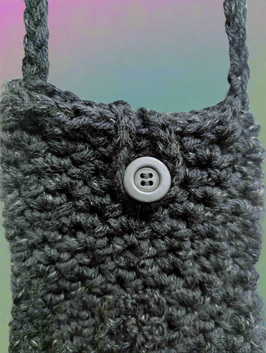 Black & White Flower Crochet Crossbody Bag