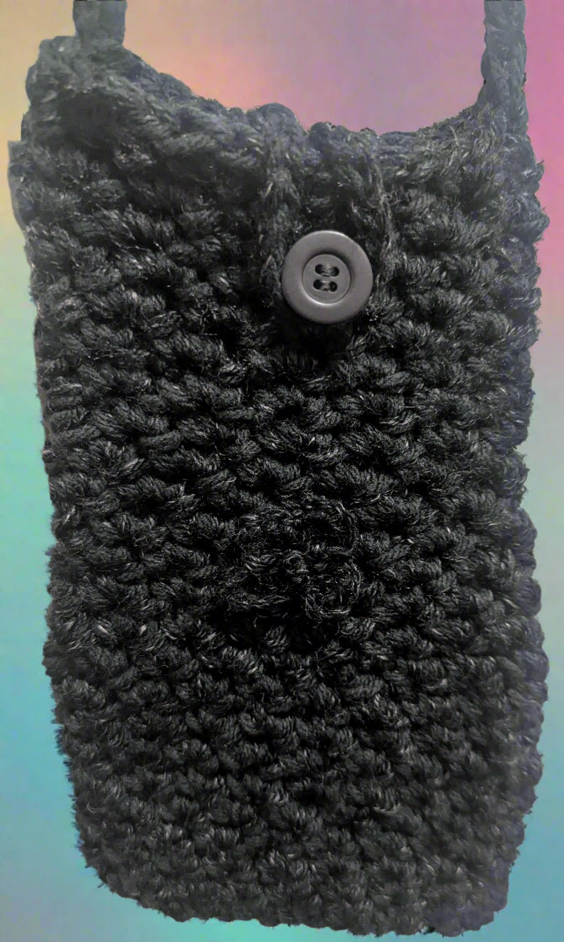 Black & White Flower Crochet Crossbody Bag